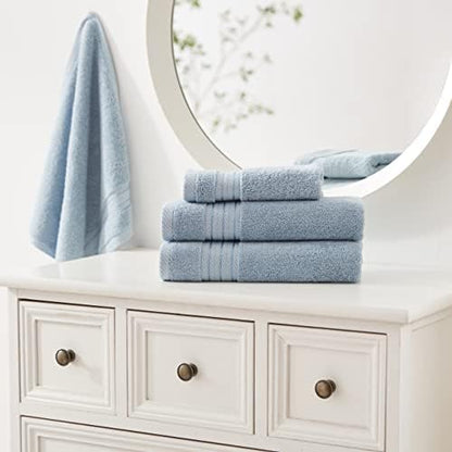 COZYART Luxury Bath Towel Set 6 Pcs, Light Blue 100% Turkish Cotton 650 GSM