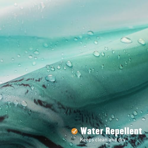 Teal Blue Marble Fabric Shower Curtain, Abstract Watercolor, 72 x 72