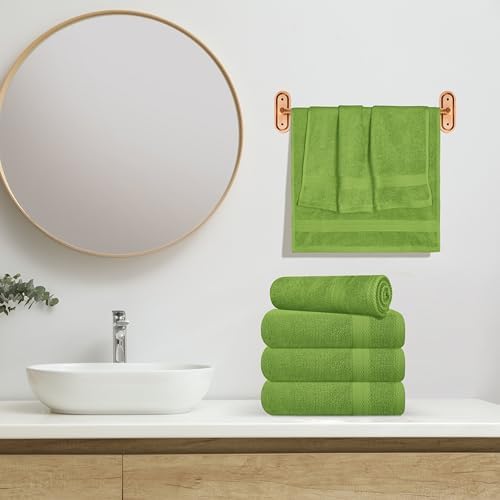 GLAMBURG Ultra Soft 6-Piece Hand Towel Set 16x28-100% Ringspun Cotton - Durable & Highly Absorbent Hand Towels - Ideal for use in Bathroom, Kitchen, Gym, Spa & General Cleaning - Kiwi Green