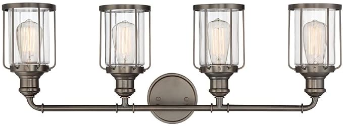 Designers Fountain Anson 4-Light Industrial Bathroom Vanity Light Fixture, 91304-SCB
