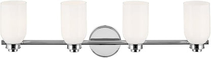 Kichler Shae 32.25" 4-Light Vanity Light with White Opal Glass in Chrome, for Bathroom Vanity, Powder Room. Over a Mirror, (32.25" W x 9" H), 55203CH