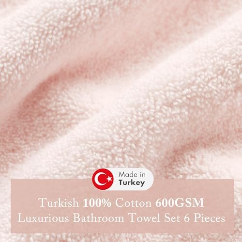 Madison Park 100% Turkish Cotton 600 GSM Bath Towel Set, 6 Piece, Blush