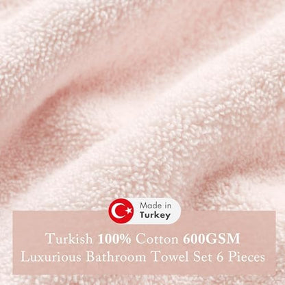 Madison Park 100% Turkish Cotton 600 GSM Bath Towel Set, 6 Piece, Blush