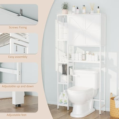 Bamboo Over-the-Toilet Storage Cabinet with Shelves for Small Bathrooms