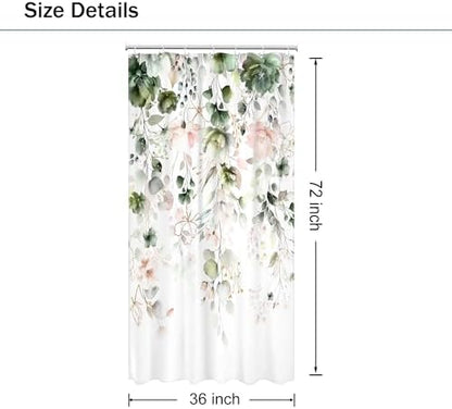 Small Stall Floral Spring Gold Eucalyptus Bathroom Shower Curtain Set