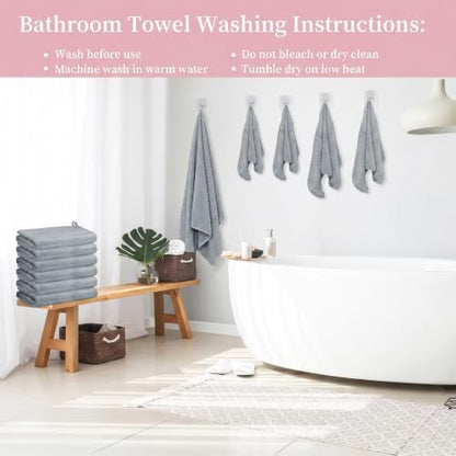 24 Pcs Towels Set 6 Bath Sheets 6 Washcloths and 12 Hand Towels, Reusable Absorbent Quick Dry Coral Velvet Towel for Shower Bath Spa Hotel Bathroom Supplies (Gray)