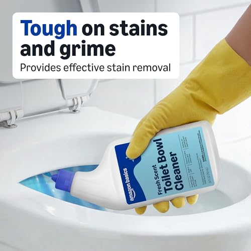 Amazon Basics Toilet Bowl Cleaner with Cling Action Formula, Bleach, Fresh Scent, 24 Fl Oz, Pack of 1, Packaging May Vary