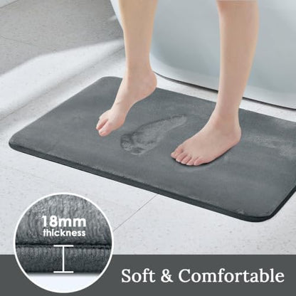 HUXMEYSON 3-Piece Memory Foam Bathroom Rug Set, Grey