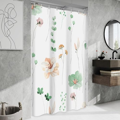 WITHLOC Floral Shower Curtains for Bathroom, Sage Green, 54" W x 72" L