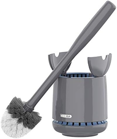 MR.SIGA Toilet Bowl Brush and Holder, Sturdy Long Handle, Gray, 1 Pack