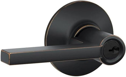 Schlage F51A LAT 716 Latitude Door Lever, Keyed Entry Lock, Aged Bronze