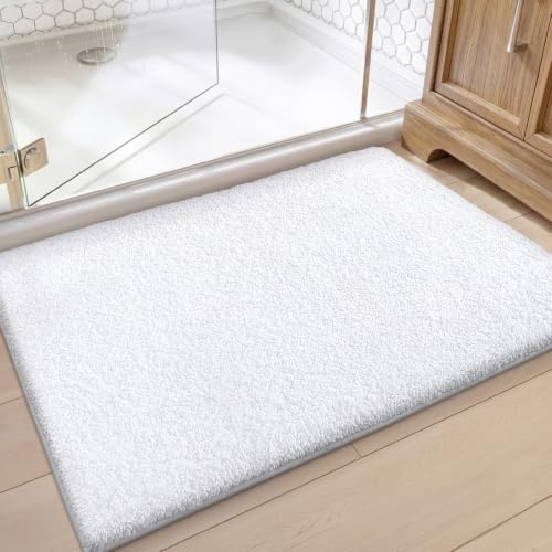 Color&Geometry Small Bath Mats for Bathroom Non Slip, 16"x24", White