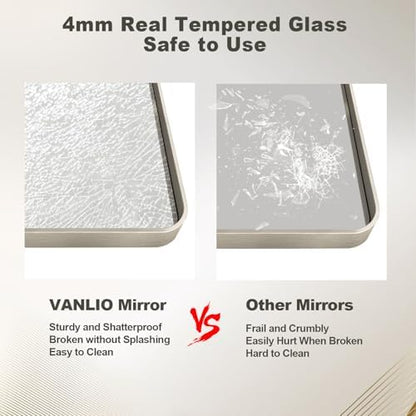 55x36 Inch Brushed Nickel Bathroom Mirror