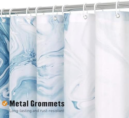 Blue Marble Fabric Shower Curtain, Abstract Watercolor, 54 x 78 Inches
