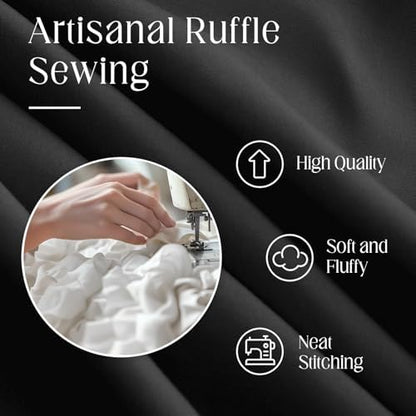 Ruffle Farmhouse Shower Curtain, Black Vintage Shower Curtains for Bathroom Fabric Cute Rustic Cloth, 72" W X 72" L Inch