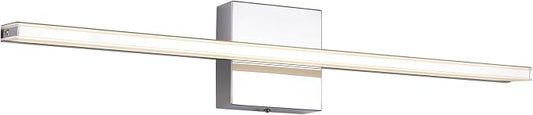 Chrome Bathroom Light Fixtures 24 Inch Bath Wall Lighting IP44 14W Vanity Lamp Bar Modern LED Lights for Vanity Rectangle Bathroom Lamps Over Mirror Acrylic Restroom Sink Light