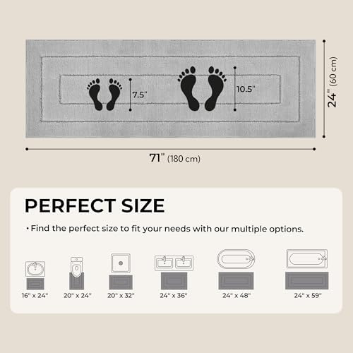 GRANNY SAYS Gray Bathroom Rug 71" x 24", Non-Slip Microfiber Bath Mat