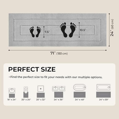 GRANNY SAYS Gray Bathroom Rug 71" x 24", Non-Slip Microfiber Bath Mat