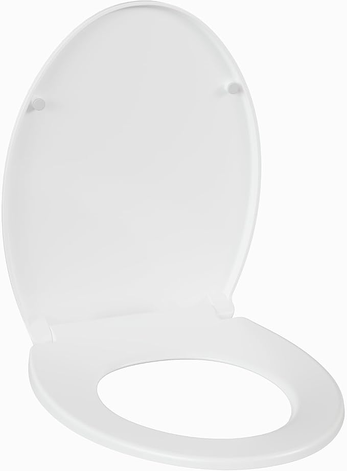 Garvee Toilet Seat Cover Round – PP Material, Secure Locking Design, Full Flat Lid for Standard Round Toilets, Sturdy & Comfortable Fit, White