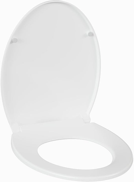 Garvee Toilet Seat Cover Round – PP Material, Secure Locking Design, Full Flat Lid for Standard Round Toilets, Sturdy & Comfortable Fit, White