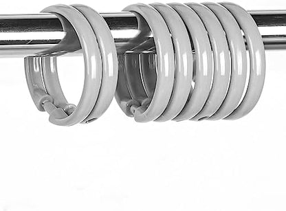 Grey Shower Curtain Hooks Rings, 12 Pcs Circular Plastic Shower Curtain Rings for Bathroom, Plastic Shower Curtain Hooks for Shower Curtain Rod, Shower Hooks Rings for Shower Curtain