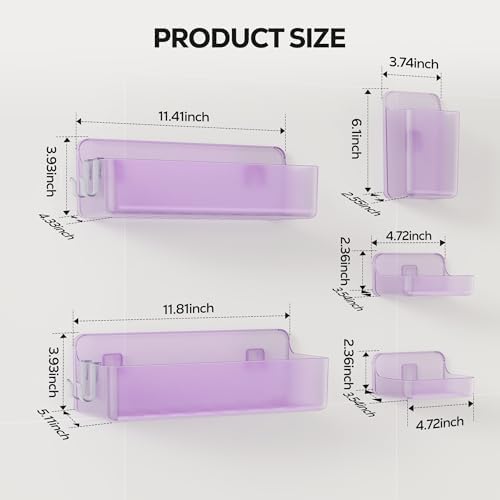 Nieifi Adhesive Shower Shelves, Purple, 5 Pieces
