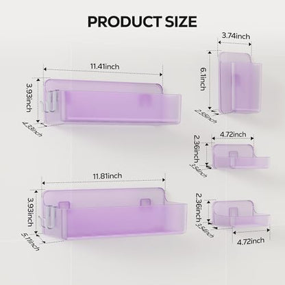 Nieifi Adhesive Shower Shelves, Purple, 5 Pieces