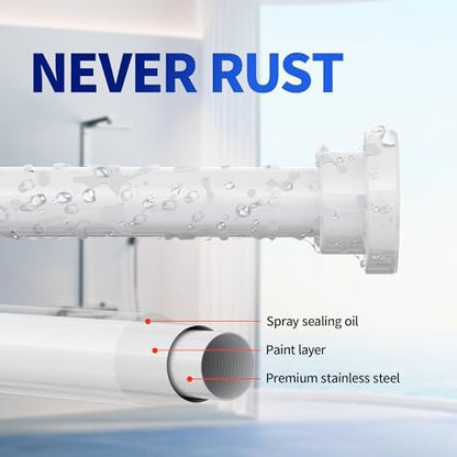 Mcrbeay Shower Curtain Rod, 1" Diameter Heavy Duty Tension Shower Rod