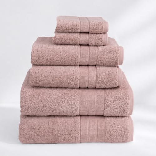 California Design Den 100% Organic Cotton Bath Towels Set of 6, Rose
