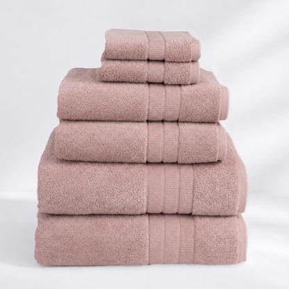 California Design Den 100% Organic Cotton Bath Towels Set of 6, Rose