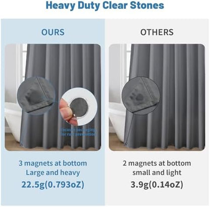 1 Pack Water-Repellent Fabric Shower Curtain Liner, 72x72 Grey