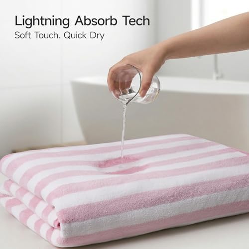 REDKISS Ultra Soft Bath Towel Set 6-Piece 35"x70" | 100% Microfiber, Highly Absorbent | Quick Dry Towels for Bathroom, Spa, Gym | 2 Bath, 2 Hand, 2 Washcloths | Pink