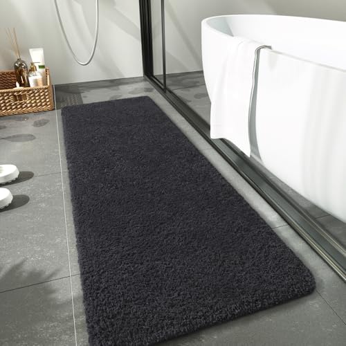 LOCHAS Bathroom Rug Runner 24x70 Inch, Bath Rugs Non Slip, Dark Grey