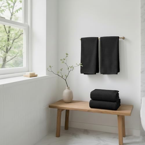 2 Piece Bath Sheets, 40"x80" Microfiber Bath Towels, Black