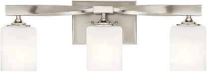 Kichler Marette 22.75" Vanity Light in Black, 3-Light Modern Bathroom Light with Satin Etched Cased Opal Glass, (22.75" W x 8" H), 55002BK