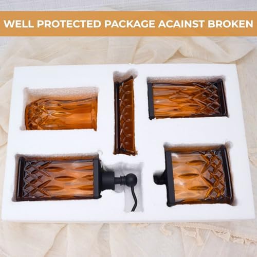 Amber Bathroom Accessories, Square Thick Glass & Zinc Alloy Pump