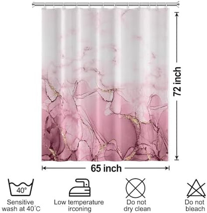 Pink Marble Waterproof Bathroom Shower Curtain 65x72 inches