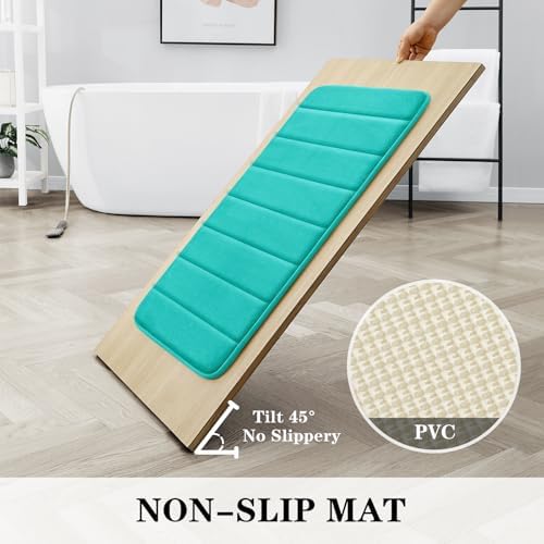 BYSURE Light Teal Memory Foam Bathroom Rug Set 3 Piece