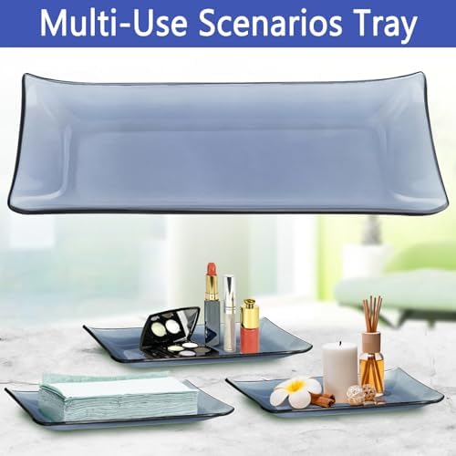 Haturi Glass Bathroom Accessories Set, Blue Bathroom Set, 4 Pcs