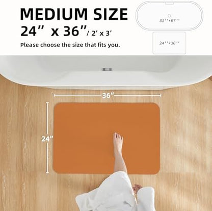 TYUU Thin Bath Mat, Bathroom Rugs Non Slip Washable, 24x36 Orange