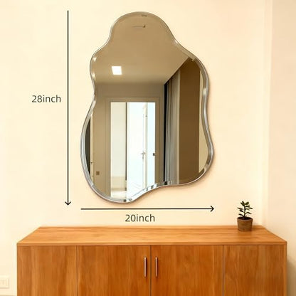 Cloud Shaped Frameless Wall Mirror,20x28 Inch,Beveled Edge Vanity Mirror