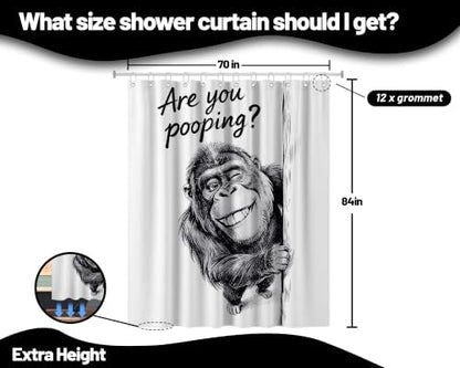 Extra Tall Shower Curtain XL Cute Monkey, 70 x 84 Inchs
