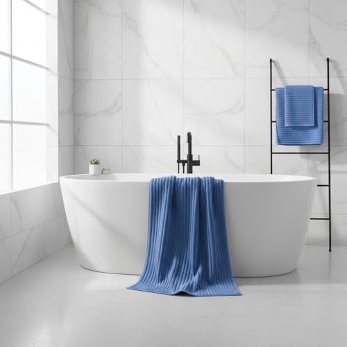 2 Piece Bath Sheets, 40"x80" Microfiber Bath Towels, Blue