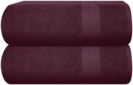 GLAMBURG Premium Cotton Oversized 2 Pack Bath Sheet 35x70-100% Pure Cotton - Ideal for Everyday use - Ultra Soft & Highly Absorbent - Machine Washable - Burgundy