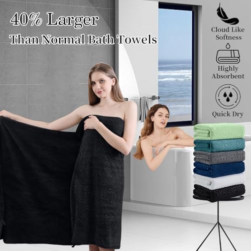 Bath Towel Set of 4 Extra Large Bath Sheet 35"x70" Oversized Bath Towel Soft Microfiber Bathroom Towel for Adults Highly Absorbent Quick Dry Towel Set for Bathroom,Hotel,Shower Bath Sheet Towel Black