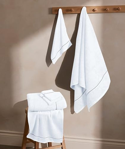 MyOwn Ultra Soft 6 Pack Cotton Towel Set, Contains 2 Bath Towels 28x55 inch, 2 Hand Towels 16x24 inch & 2 Wash Coths 12x12 inch, Ideal Everyday use, Compact & Lightweight - White