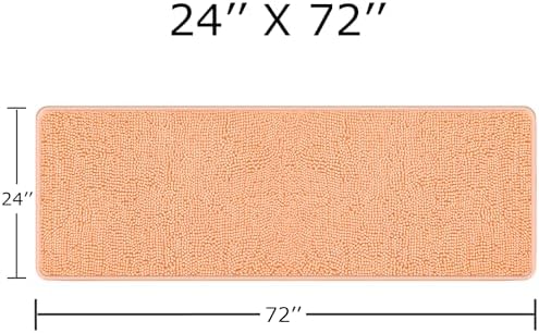 Yeaban Chenille Peach Bathroom Runner Rug 24"x72"