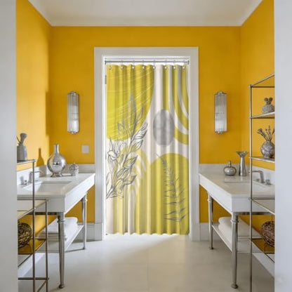 Mustard Yellow Stall Shower Curtain, 48X72 in Narrow Small, Mid Century