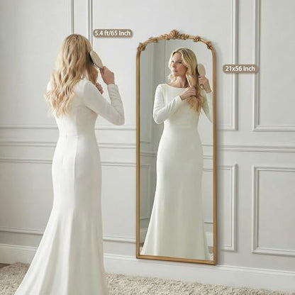 Besdomus Full Length Gold Mirror: 21''x56'' Baroque Floor Long Body Mirror
