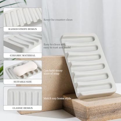 BosilunLife Light Grey Ceramic Bathroom Accessories Set of 4